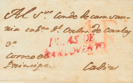 1171 1800. LA HABANA A CADIZ. Marca ISLAS DE / BARLOVENTO, En Carmín Aplicada En Origen (P.E.40) Edición 2004 Y Manuscri - Cuba (1874-1898)