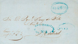 1185 1848. LA HABANA A MADRID. Marcas FRANCO Y CORREO MARITIMO / Nº8, Ambas En Azul (P.E.33 Y P.E.51) Edición 2004. MAGN - Cuba (1874-1898)