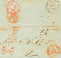 1190 1846. MANZANILLO A LONDRES (INGLATERRA). Baeza MANZANILLO / ISLA DE CUBA, En Rojo Y Marca FRANCO, En Rojo De Manzan - Cuba (1874-1898)