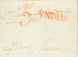 1197 1815. LA HABANA A VERACRUZ. Marca YNDIAS, En Rojo Utilizada Como Marca De Llegada Para Las Cartas Procedentes De Lo - Cuba (1874-1898)