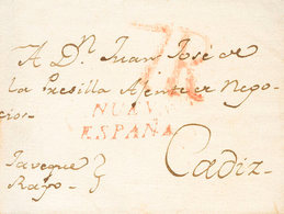 1201 (1803ca). Dirigida A CADIZ. Marca NUEVA / ESPAÑA, En Rojo Aplicada En Cádiz Para Indicar El Origen (P.E.59) Edición - Cuba (1874-1898)