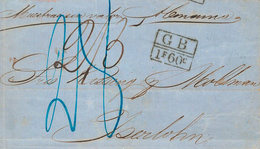 1209 1850. Frontal (con Solapa Trasera) De LA HABANA A ISERLOHN (ALEMANIA). Marca De Intercambio Franco-británica GB / 1 - Cuba (1874-1898)