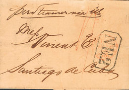 1217 1858. LONDRES A SANTIAGO DE CUBA. Marca NE.2, Aplicada Para Las Cartas Procedentes De Europa Del Norte Y Manuscrito - Cuba (1874-1898)