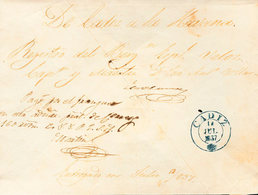 1231 1837. Registro De Embarque De CADIZ A LA HABANA, Transportado Por El Bergantín "Veloz". Fechador Especial CADIZ (P. - Cuba (1874-1898)