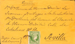 1300 1864. 1 Real Verde, Borde De Hoja. Dirigida A SEVILLA. Matasello PARRILLA, De Guiones Y Manuscrito "Vapor Correo De - Kuba (1874-1898)