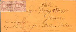 1314 1875. Sobre Ant.26(2). 50 Cts Castaño, Pareja. PINAR DEL RIO A GENOVA (ITALIA). Circulada Vía Cádiz Y Madrid Y Tran - Cuba (1874-1898)