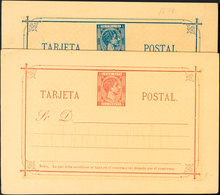 1328 1878. (*) EP1, EP2. 25 Cts Azul Y 25 Cts Castaño Rojo Sobre Tarjetas Entero Postales. MAGNIFICAS. Edifil 2018: 72? - Cuba (1874-1898)