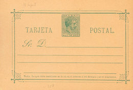 1333 1888. (*) EP21. 2 Cts Verde Sobre Tarjeta Entero Postal (margen Derecho Justo). BONITA Y RARA. Edifil 2018: 300? - Cuba (1874-1898)