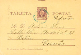 1340 1898. Sobre EP33. 2 Ctvos Violeta Sobre Tarjeta Entero Postal De AGUADA (CUBA) A LA CORUÑA. MAGNIFICA. (Láiz 2006,  - Cuba (1874-1898)