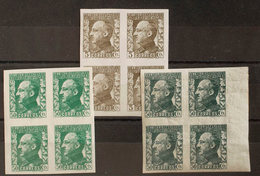 1401 1940. **/* 260s(4), 262/63s(4). 5 Cts Castaño, 50 Cts Verde Y 50 Cts Pizarra, Bloque De Cuatro. SIN DENTAR. MAGNIFI - Guinée Espagnole