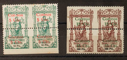 1463 1920. * 69sv, 73sv. 5 Cts Sobre 10 Pts Verde Y 15 Cts Sobre 500 Pts Carmín. Variedad SIN DENTADO VERTICAL ENTRE LOS - Marruecos Español