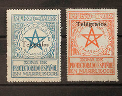 1513 1935. * 34M/N. 5 Cts Azul Y 10 Pts Naranja (sobrecarga Tipo III). MAGNIFICOS. Edifil 2013: 169? - Marruecos Español