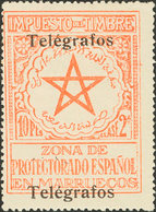 1514 1935. * 34Nhh. 10 Pts Naranja. Variedad SOBRECARGA DOBLE. MAGNIFICO Y MUY RARO. Edifil 2013: 540? - Spanish Morocco