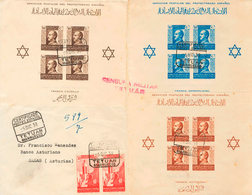 1531 1938. Sobre 4/6. Serie Completa De Las Hojas Bloque. Certificado De TETUAN A SALAS (ASTURIAS). Al Dorso Llegada. MA - Spanish Morocco