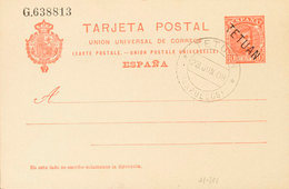 1539 1908. º EP3. 10 Cts Rojo Sobre Tarjeta Entero Postal. Matasello TETUAN / MARRUECOS. MAGNIFICA Y RARA. Edifil 2018:  - Spanish Morocco