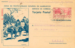 1550 1945. Sobre EP43. 20 Cts Lila Y Azul (Serie A, Tipo I) Sobre Tarjeta Entero Postal De TANGER A CADIZ. MAGNIFICA Y R - Marruecos Español