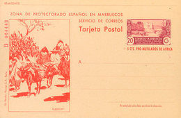 1551 1944. (*) EP77. 20 Cts Lila Y Rojo Sobre Tarjeta Entero Postal (Serie B, Tipo I). MAGNIFICA Y RARA. Edifil 2018: 29 - Spanish Morocco