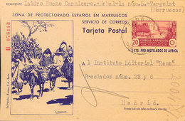 1552 1945. Sobre EP78. 20 Cts Lila Y Azul Violeta Sobre Tarjeta Entero Postal (Serie B, Tipo I) De TARGIST A MADRID. Al  - Spanish Morocco