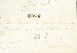 1565 (1850ca). MOCA A SAN JUAN. Marca MOCA, En Azul-negro (P.E.1) Edición 2004 Y Porteo "3 Rs" (reales), En Azul. MAGNIF - Porto Rico