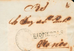 1567 (1850ca). Frontal De RIO PIEDRAS A SAN JUAN. Marca RIOPIEDRAS, En Negro (P.E.1) Edición 2004. MAGNIFICO Y RARISIMO, - Puerto Rico