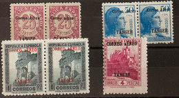 1601 1939. * 108/10he, 112he. 25 Cts, 50 Cts Y 1 Pts, En Parejas Y 4 Pts Lila Carmín. Variedad "A" DE AEREO MINUSCULA. M - Spanish Morocco