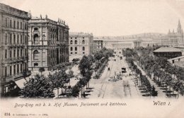 CPA   AUTRICHE---WIEN---BURG-RING MIT K.k.HOF MISEUM, PARLAMENT UND RATHHAUS---1905 - Musées