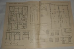 Plan De Fondations En Ciment Armé D'un Bâtiment Double, Boulevard Delessert à Paris. 1912 - Travaux Publics