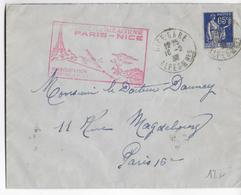 1938 - ENVELOPPE Par AVION LIGNE NICE => PARIS Avec CACHET INAUGURATION - 1960-.... Cartas & Documentos