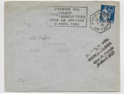 1935 - ENVELOPPE Par AVION 1° VOL PARIS à ALGER Dans La JOURNEE - 1960-.... Cartas & Documentos