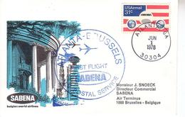Enveloppe SABENA Premier Jour - Vol Retour De ATLANTA USA - 1981-1990