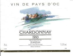 Etiquette De VIN " CHARDONNAY Pays D'Oc Jeanjean 1993 " - Vin De Pays D'Oc