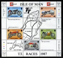 GB ISLE OF MAN IOM - 1987 TT RACES MINIATURE SHEET FINE MNH ** SG MS353 - Motorbikes