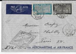1937 - TOGO - AEROMARITIME Et AIR FRANCE - ENVELOPPE Par AVION De LOME => PARIS - Briefe U. Dokumente