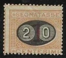 1890 Italia Italy Regno SEGNATASSE  POSTAGE DUE 20c Su 1c Ocra Carminio (18c) MH* Varietà 'Dentellatura Fortemente Spos. - Postage Due