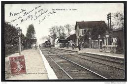 CPA ANCIENNE FRANCE- VALMONDOIS (95)- LA GARE COTÉ INTERIEUR A L'ARRIVÉE DU VAPEUR- BELLE ANIMATION - Valmondois