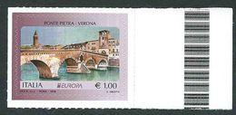 Italia 2018; EUROPA 2018 Da € 1,00 ; Ponte Pietra Di Verona Sull’ Adige. Bordo Destro. - 2011-20: Nieuw/plakker