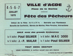 Agde Programme De La Fête Des Pêcheurs Du 4 Au 7 Juillet 1975 - Historical Documents