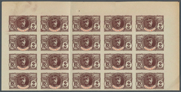 29439 Dahomey: 1906, 2c. General Faidherbe IMPERFORATE, 40 Copies Within Two (folded) Marginal Blocks Of 2 - Andere & Zonder Classificatie