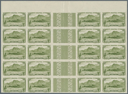 29528 Reunion: 1933, Definitives Pictorials, 65c. "Piton D'Anchain" IMPERFORATE, Gutter Block Of 20 Stamps - Covers & Documents