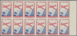 29536 Reunion: 1938, Airmails 9,65fr. IMPERFORATE WITHOUT VALUE, 45 Pieces Within Marginal Units, Unmounte - Brieven En Documenten