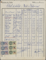 29559 Tunesien: 1885/1960 Ca., Lot With Ca.30 Covers And Documents, Comprising Fiscal Stamps On Bills, Ill - Tunisia