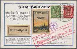 29608 Flugpost Deutschland: 1924, FLUGTAGE GÖRLITZ, 6 Sonderflugkarten, Davon 4 Stück Mit Entspr. Flugvign - Airmail & Zeppelin