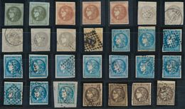 29691 Frankreich: 1870/1871, Bordeaux Issue, Mainly Used Assortment Of 71 Stamps Of All Denominations, Sli - Gebraucht