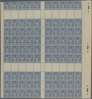 29694 Frankreich: 1881, SAGE 15c. Blue On Bluish, 150 Copies Within (large) Units Incl. Gutters (previousl - Oblitérés