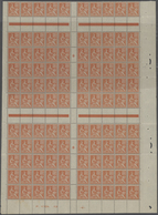29698 Frankreich: 1900, MOUCHON 15c. Orange, (folded) Gutter Unit Of 110 Stamps, Unmounted Mint. Maury 117 - Oblitérés