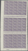 29709 Frankreich: 1925, MERSON, 3fr. Violet/blue, Complete Sheet Of 75 Stamps (multiple Foldings), Unmount - Gebruikt