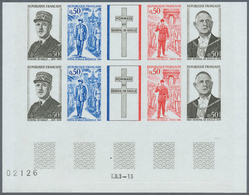 29725 Frankreich: 1971, Death Anniversary Of General De Gaulle, Lot Of 20 IMPERFORATE Se-tenant Strips Of - Used Stamps