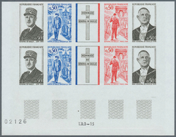 29725 Frankreich: 1971, Death Anniversary Of General De Gaulle, Lot Of 20 IMPERFORATE Se-tenant Strips Of - Oblitérés