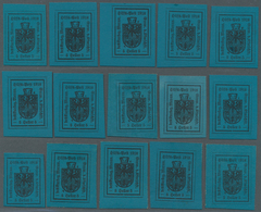 29761 Italien - Lokalausgaben 1918 - Meran: 1918, 5h. Black On Blue, Type II, Lot Of 15 Unused Copies. Sas - Merano