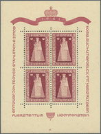 29779 Liechtenstein: 1941, 10 Fr. Madonna Von Dux, Vier Kleinbogen Mit Formnummern "A", "B", "C", "D", Pos - Lettres & Documents